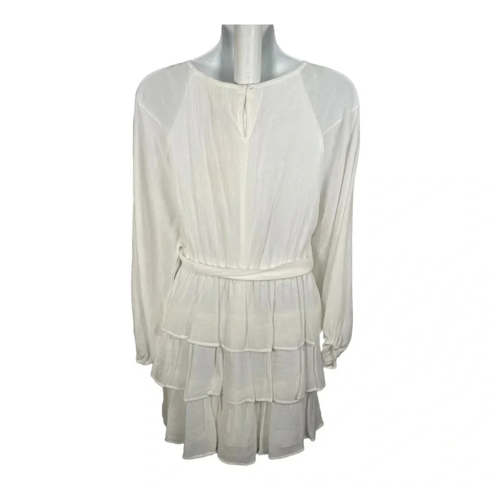 Entro | Elizabeth Tiered Puff Bubble Sleeve Dress White Layered Bohemian Small - Picture 6 of 12